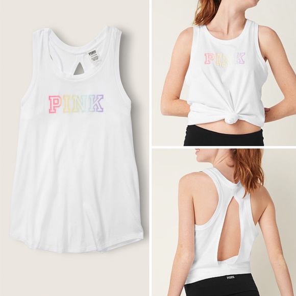 NWT VS PINK Campus Rainbow Gradient Tee(S) + Tank(M) + Leggings(M) SET - Picture 9 of 16